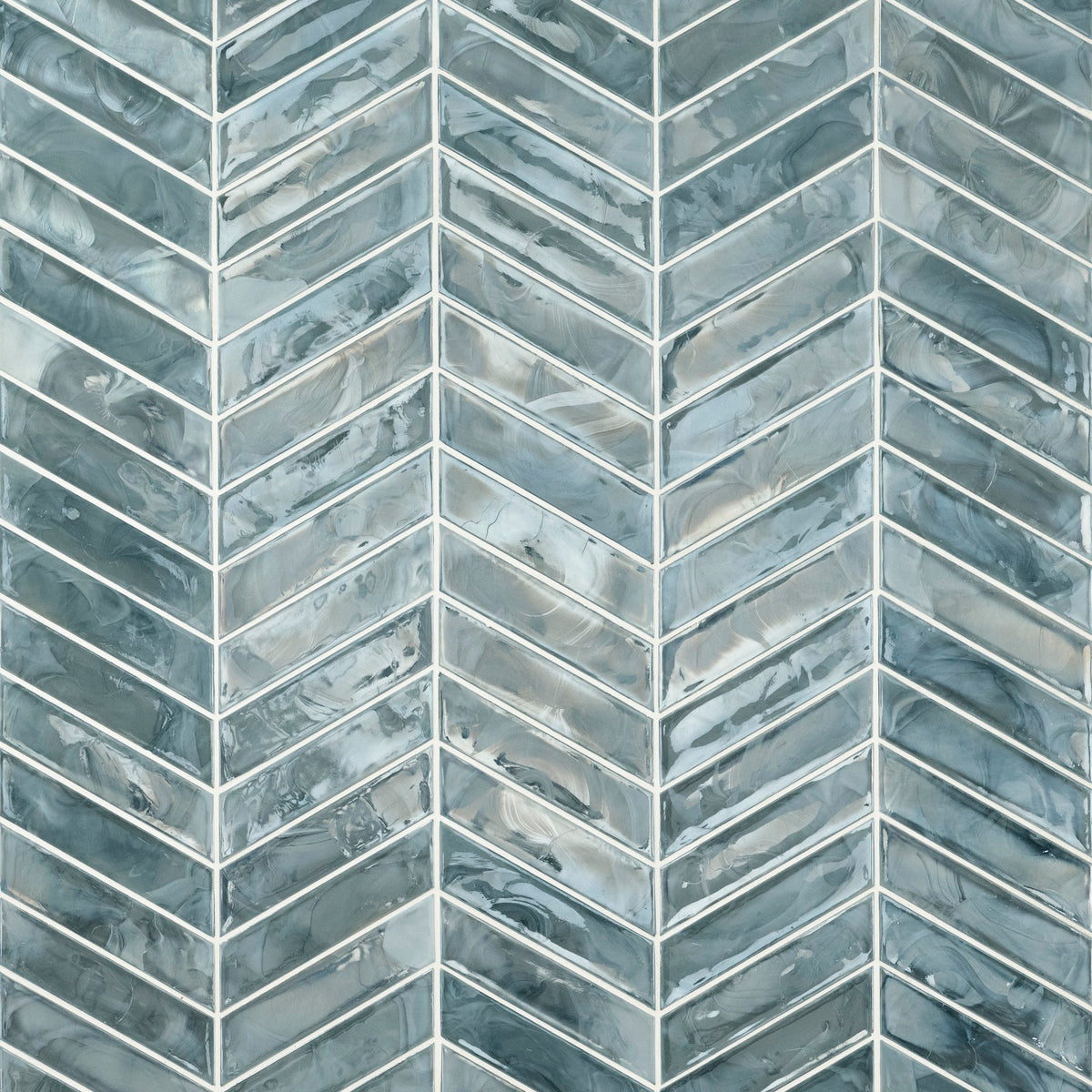 Blue Shimmer Chevron Mosaic