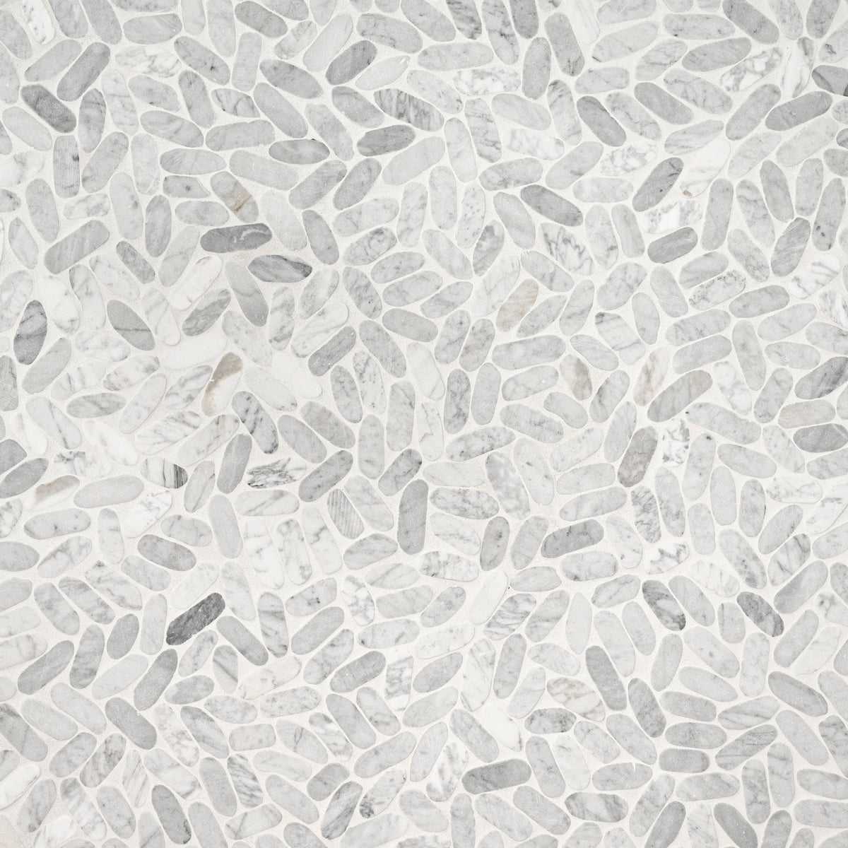 Carrara White Sliced Pebble Mosaic