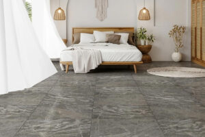 Large format tile in a modern bedroom