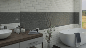 Glossy tile in a bathroom