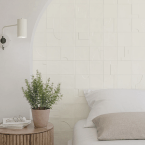 Textured tile in bedroom